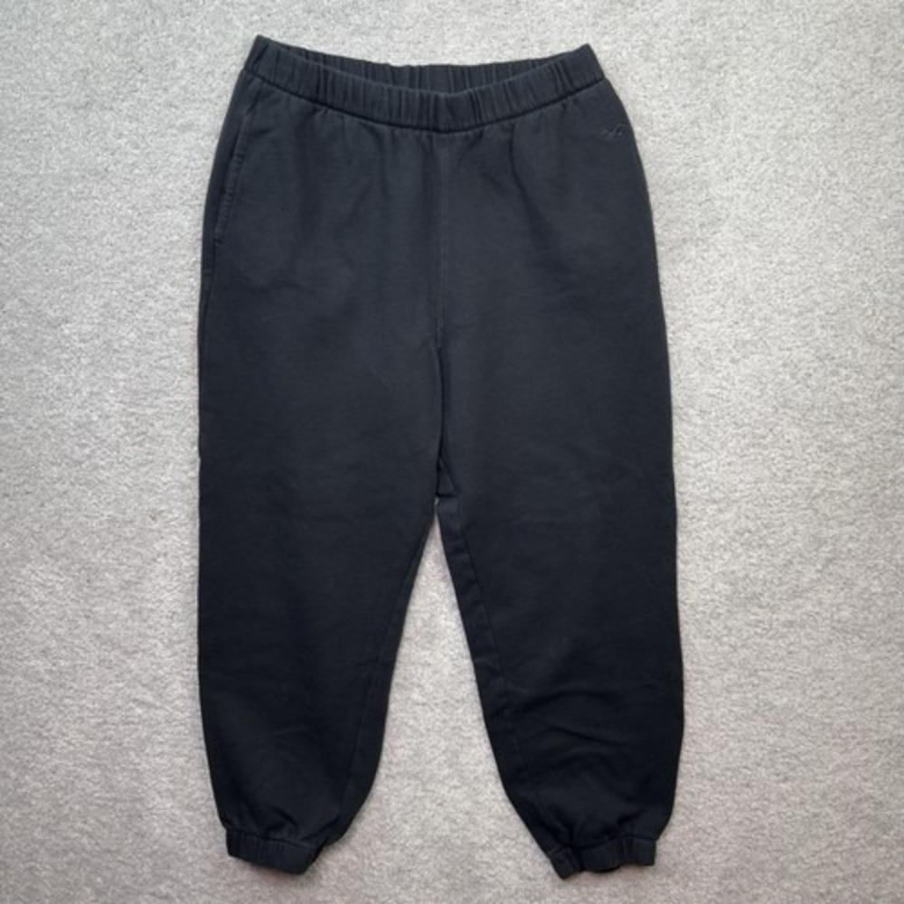 Hollister Adjustable-Rise Joggers Women's Medium Black Fleece Lounge Sweatpants